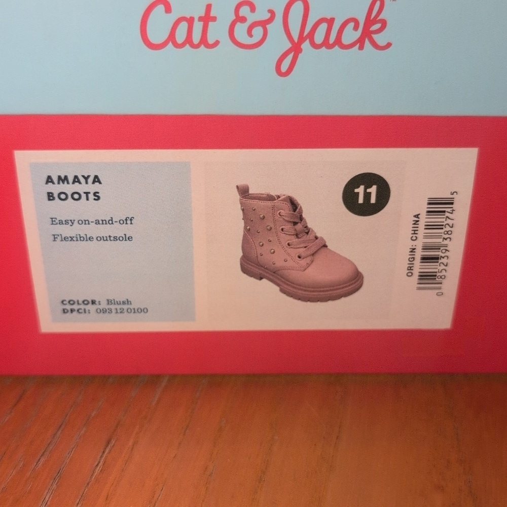 Cat & Jack Size 11 Amaya Boots In Blush Pink, NEW - Picture 3 of 9